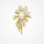 Luxusní brož s barokní bílou perlou Tesara, Zlatá Bílá