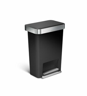 Simplehuman Pedálový odpadkový koš – 45 l / kapsa na sáčky/ obdélníkový/ černý plast /nerez (CW1385CB)