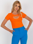 Krátké oranžové tričko s kamínkovou aplikací