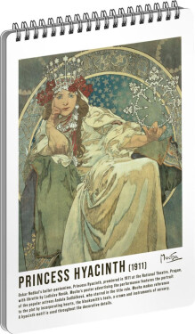 Alfons Mucha Spirálový blok Princezna, linkovaný