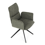 Židle jídelní, zelená látka, 360° vratný mechanismus, černý kov