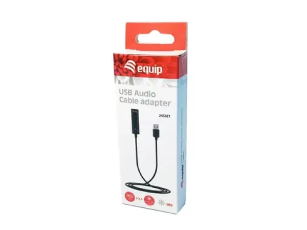 Equip USB-A - Jack 3,5mm černý / USB audio adaptér / DAC / ovládání hlasitosti / 0,46 m (245321)