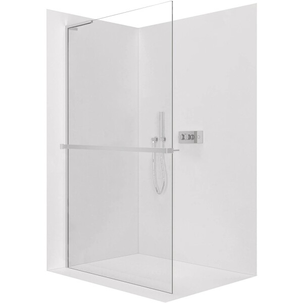 CERANO Sprchová zástěna Walk-in Onyx L-levá vzpěra - 8 mm + polička/držák na ručníky - chrom, transparentní sklo - 150x200 cm