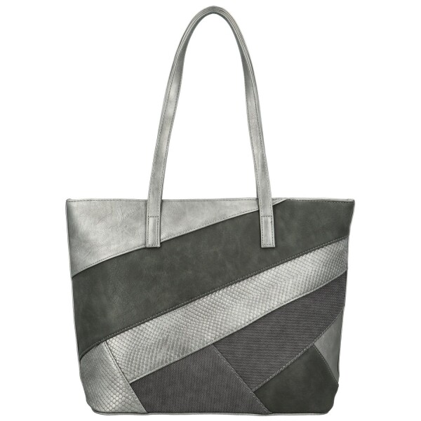 Módní dámská koženková kabelka na rameno Avery, tmavě stříbrná