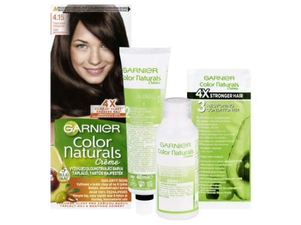Garnier Color Naturals permanentní barva na vlasy 4.15 tmavá ledová mahagonová, 60+40+12ml