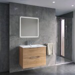 SAPHO - SET koupelnová skříňka CIRASA 70cm s umyvadlem a LED zrcadlem, 2x zásuvka, dub alabama KSET-099