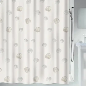Spirella ATLANTIS bílý / Sprchový závěs / motiv mušlí / 180 x 180 cm / polyester