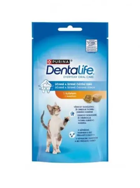 Purina Dentalife Cat s kuřetem 40 g / dentální pamlsky (8445291618596)