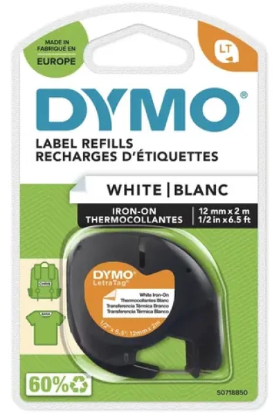 Dymo LetraTag Iron-On páska černá / Páska do tiskárny štítků / žehlicí na textil / nylonová / 2 m (S0718850)