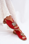Dámské Sandály Na Plném Podpatku S Ozdobou S.Barski KV27-001 Červené 37