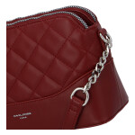 Módní prošívaná dámská koženková crossbody Freay, červená