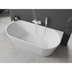 MEXEN/S - Oval vana volně stojící nástěnná 160 x 80, bílá, sifon a přepad bílá 52671608000-20