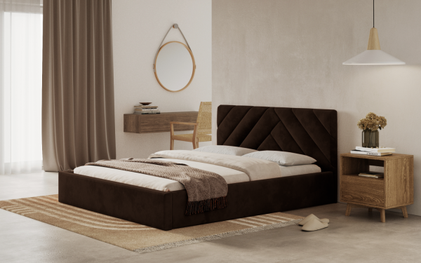 FRONTI Postel PRATO 180x200 hnědá s úložným prostorem