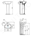 IDEAL STANDARD - i.Life A Umývátko rohové, 450x410 mm, s přepadem, otvor pro baterii, bílá T471101