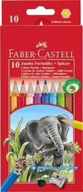 Faber-Castell Jumbo - Pastelky šestihranné - 10 ks + ořezávátko / rozmývatelné (111210)