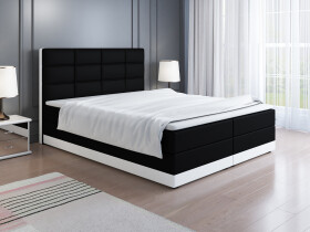 FRONTI Postel 1 160x200 s úložným prostorem - černá + bílá (ekokůže) - Soft 11 + 17