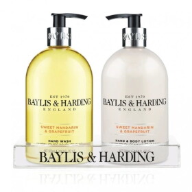 Baylis & Harding Dárková sada péče o ruce Sweet Mandarin/Grapefruit 2x500 ml, žlutá barva, plast