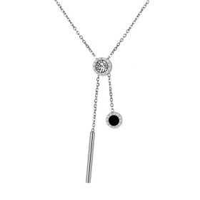 Ocelový náhrdelník se zirkony Stephanie - chirurgická ocel, Stříbrná 40 cm + 5 cm (prodloužení)