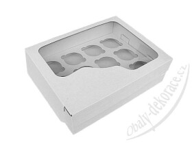 Dortisimo Bílá krabice s průhledným víkem a s vložkou na 12 ks muffinů (33 x 25,5 x 10 cm)