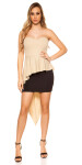 Sexy KouCla bandeau mini dress high low peplum BEIGE