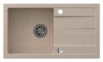 SAPHO - Granitový vestavný dřez s odkapem, 77x44cm, béžová GR7202