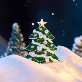 Vánoční brož se zirkony Christmas Tree 12 - vánoční stromeček, Zlatá