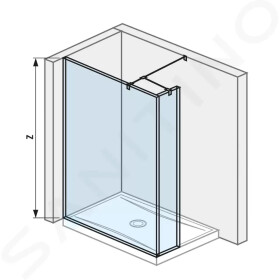 Pure Skleněná stěna boční, 1200x200x2000 mm, s úpravou Jika Perla Glass H2674260026681