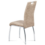 Jídelní židle, potah krémová látka COWBOY v dekoru vintage kůže, bílé prošití, k