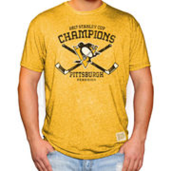 Pánské Tričko Pittsburgh Penguins Original Retro Brand 2017 Stanley Cup Champions Mock Twist Velikost: M