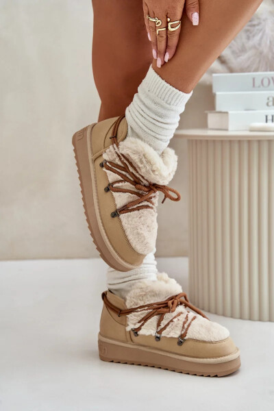 Nízké Sněhule Na Platformě S Kožešinou D.Franklin Béžové Velikost: 39