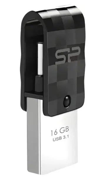 Silicon Power Mobile C31 16GB černá / Flash disk / USB 3.2 Gen 1 / USB-A + USB-C (SP016GBUC3C31V1K)