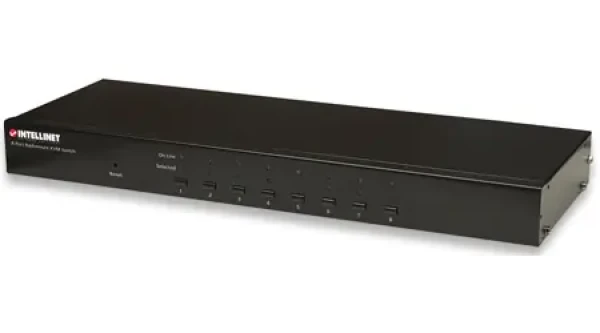 Intellinet KVM přepínač 8/1 černá / KVM switch / USB / PS/2 / 8 portů / 19" (506441)