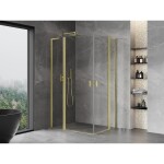 MEXEN/S - Mist L Duo sprchový kout dveře křídlové 110 x 95, transparent, zlato kartáčovaná 8A4L-110-095-55-00
