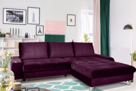 FRONTI Rohová rozkládací sedačka HERON - fialová - Iness Velvet 70980 22317