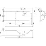 MEXEN - Vela umyvadlo zapuštěné do desky pravá 91 x 46,5, bílá lesk 25239000P