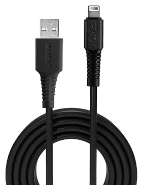 Lindy USB-A - Lightning 3 m černá / Nabíjecí a datový kabel / MFi certifikace / USB 2.0 / 480 Mbit/s (31322)