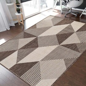 DumDekorace Stylový koberec s geometrickými vzory v hnědé barvě