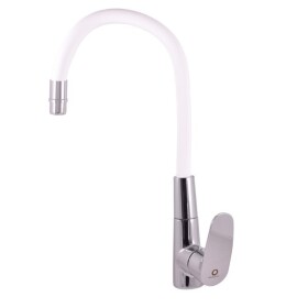 RAV Slezák - AMUR - Dřezová baterie s flexibilním ramínkem, Chrom/Bílá, 3,8" AM719.0/10B