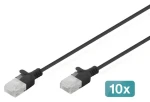 Digitus Patch kabel CAT 6 U/UTP Slim 1,5m černá / Patch kabel / 10 ks / 250 MHz / AWG 37 (DK-1618-015S-BL-10)