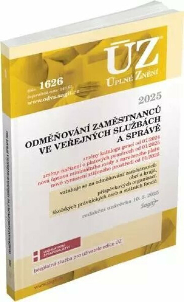 ÚZ č. 1626 - Odměňování zaměstnanců ve veřejných službách a správě 2025