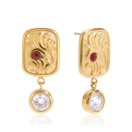 ELENYS Relic Drop – pozlacené náušnice 18K žluté zlato