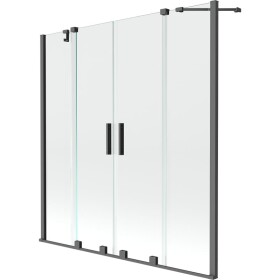 MEXEN/S - Velar Duo dvoukřídlá posuvná vanová zástěna 140 x 150, transparent, grafit metal 896-140-000-02-95