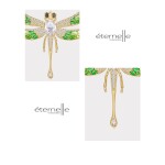 Brož Swarovski Elements Reyna - vážka, Zlatá