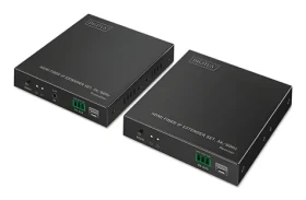 Digitus HDMI Fiber IP Extender Set černá / Extender HDMI signálu / 4K/60Hz / optický SFP / až 40 km (DS-55350)