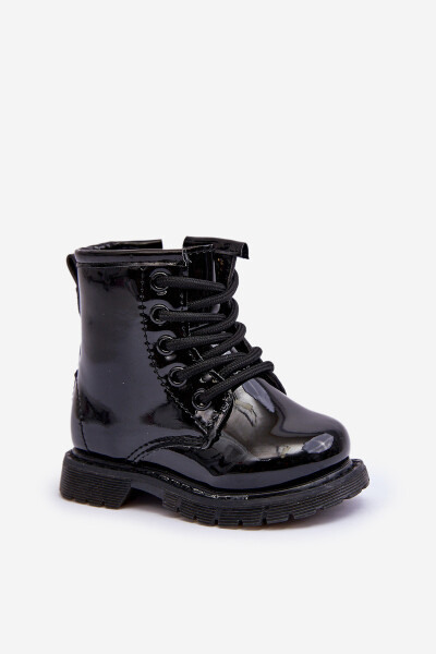 Dětské lakované kotníkové boty na zip, Black Tibbie Velikost: 21