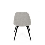 Židle jídelní, krémová látka, 360° otočný mechanismus, černý matný lak, kovové nohy