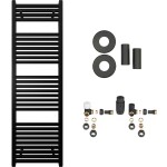 CERANO Koupelnový radiátorový set Donovan - ústřední vytápění - 477W - černá matná - 1600x500 mm
