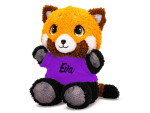 Plyšová panda červená sedící 17 cm v tričku s potiskem