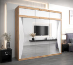 Šatní skříň Abi Mo s nástavcem Barva korpusu: Dub Sonoma, Rozměry: 150 cm, Dveře: Černá