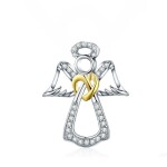 LUNICA Stříbrný přívěsek ANDĚL & ZLATÉ SRDCE 1021